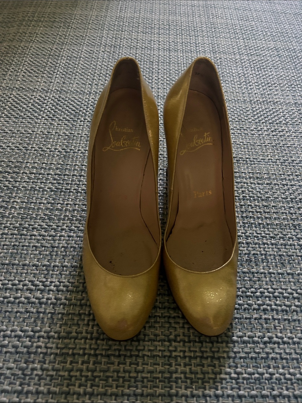 Christian Louboutin Metallic Gold Round-Toe Pumps